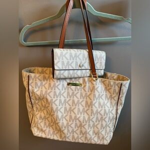 Michael Kors Monogram Tote With Matching Wallet
